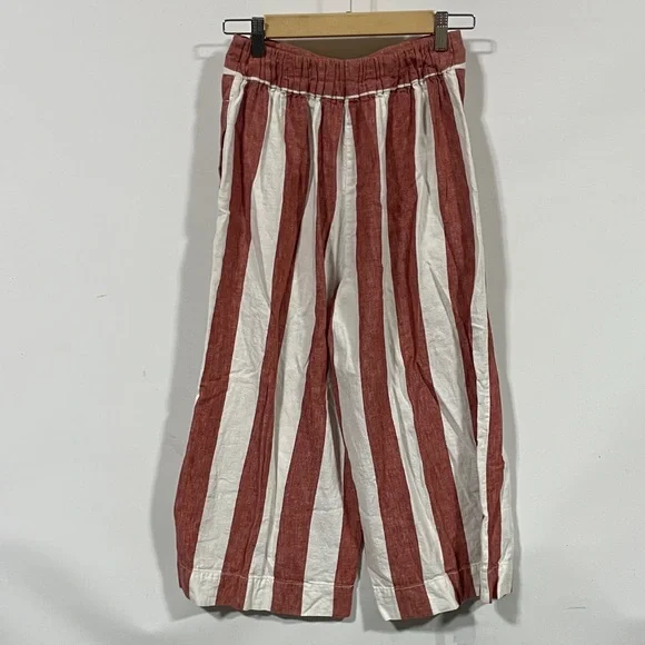 Madewell linen blend Striped Wide-Leg Pants in Red & White - Picture 3 of 4